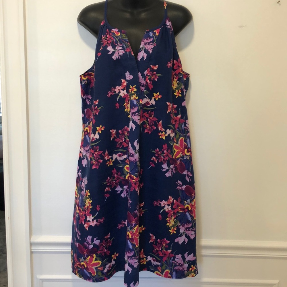 Tommy Bahama Floral Navy Linen Dress Large